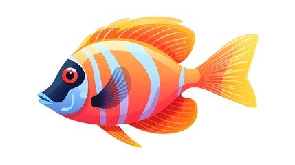 Naklejka premium Colorful Coral Fish Cartoon Vector Illustration isolated on white background for Ocean Theme Designs