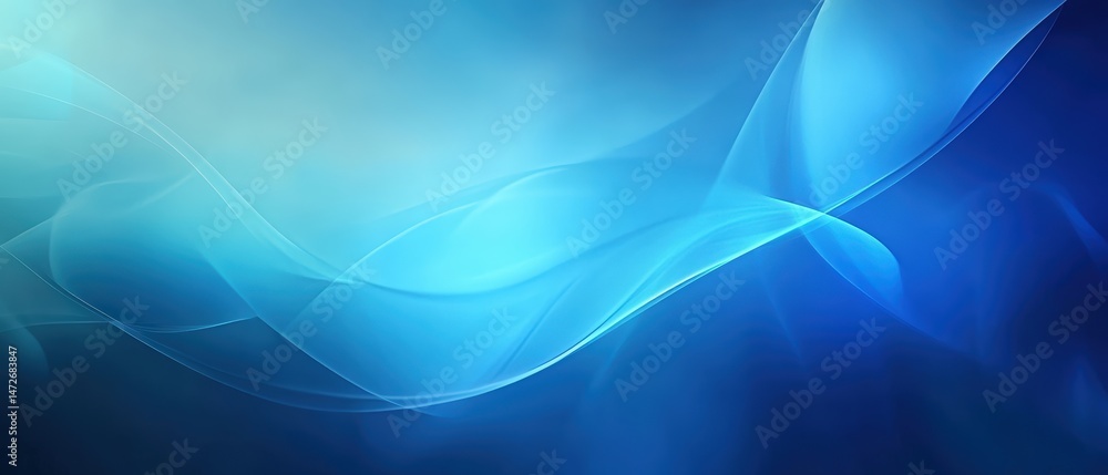 Poster abstract flowing blue waves with smooth curves and seamless gradient background creating a calming a