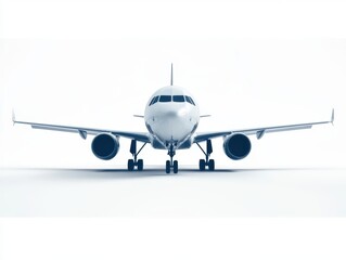 Airplane front view isolated on white background
