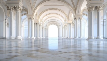 Obraz premium Grand colonnaded hall, bathed in light