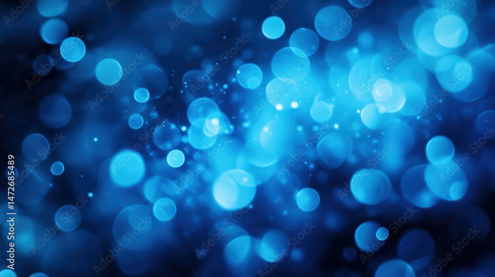 Poster abstract blue bokeh lights background with soft glowing circles and dynamic light effects perfect fo