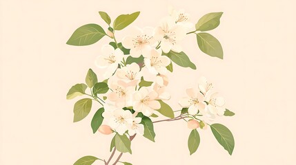 Peach Blossom Branch with Spring Bloom.