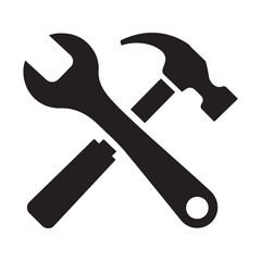Crossed wrench and hammer tools icon vector illustration on white background
