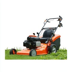 Obraz premium Lawn Mower Isolated on White Background — Gardening Equipment, Lawn Care, and Outdoor Maintenance Concept