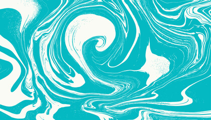 Sea Blue Funky Swirl Pattern � Psychedelic Y2K Style Abstract Vector Geometric Twisted Liquid Background