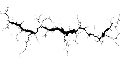 Surface Cracks and Fissures � Concrete Ground Breaks from Earthquake, Broken Land and Glass Pattern Effect Vector Design