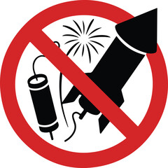 No Fireworks Sign, Vector Illustration