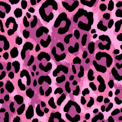 Obraz premium Y2K Barbiecore Leopard Print Seamless Pattern � Glam Pink Jaguar Fur Vector for Kids and Fashion Designs