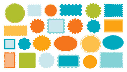 Groovy Zig Zag Frames � Wavy Abstract Shapes, Scallop Edge Stamps & Kids Graphic Backgrounds