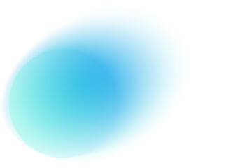 Abstract blurred blue gradient shape. Round liquid element with soft gradation. Neon spot with aura. Pastel geometric iridescent design