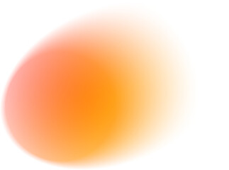 Abstract blurred gradient shape. Round orange liquid element with soft gradation. Neon spot with aura. Pastel geometric iridescent design