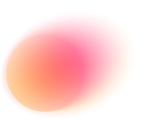 Abstract orange blurred gradient shape. Round liquid element with soft gradation. Neon spot with aura. Pastel geometric iridescent design