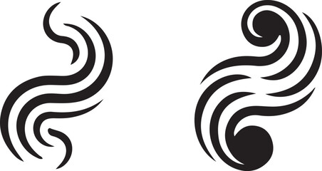 Abstract Swirl Elements, Monochrome Vector Design