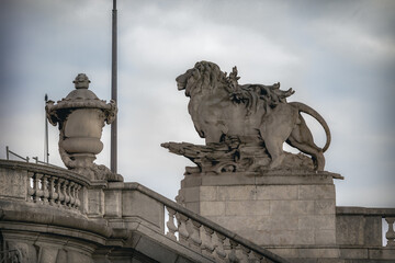 Statue of lion made from stone