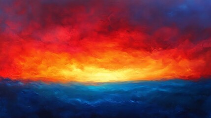 Fiery Sunset over Ocean Cloudscape.