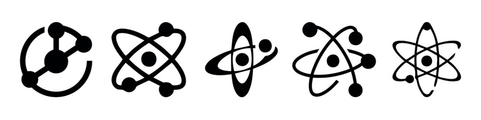 Scientific Atom Vector Icon Set - 5 Modern Molecular Illustrations (AI/EPS/JPEG Formats
