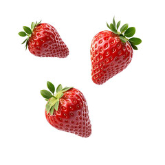 Fresh, juicy strawberries with vibrant red color and green leaves, a delicious treat