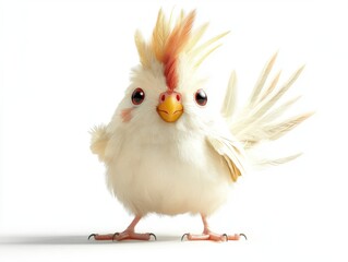 Cute fluffy chick portrait isolated on white background