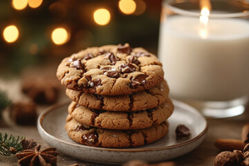 Fototapeta premium Chocolate chip cookies with chocolate chips.