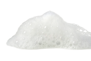 Close up of White Soap Foam Bubbles Isolated on Black Background