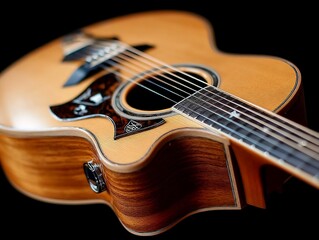 Fototapeta premium Acoustic guitar detailed beauty musical instrument