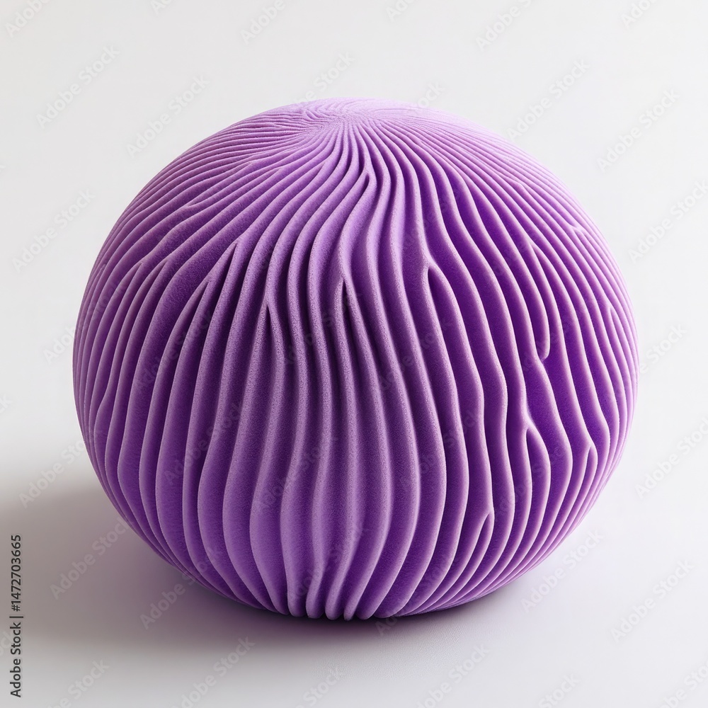 Aufkleber abstract purple sphere with textured wavy lines on white surface for 3d render concepts