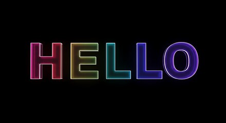Hello Colorful Letters Shining on Black Background