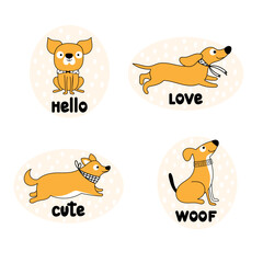 Cute cartoon dogs vector set