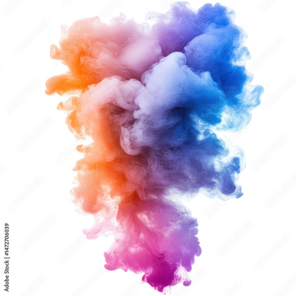 Poster colorful smoke cloud swirling through the air, creating a dynamic visual display in bright hues
