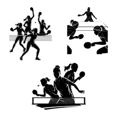 female table tennis player silhouette