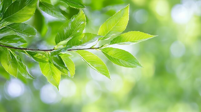 Green Leaves on Branch