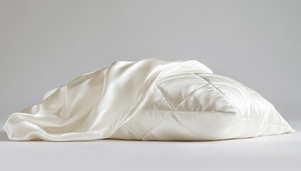 Obraz premium Luxurious off-white pillow draped with smooth silk fabric