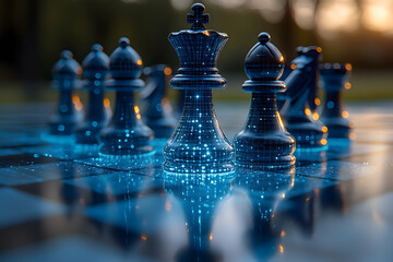 Digital chess king strategy concept