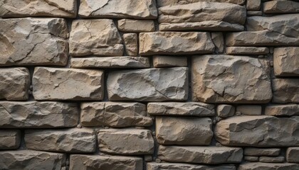Obraz premium Rustic Stone Wall Texture: A Close-Up View of Brown and Beige Irregular Stones