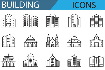 Minimalist Building Icons for Urban and Residential Design