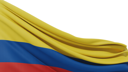 Waving Colombian flag, isolated on transparent background