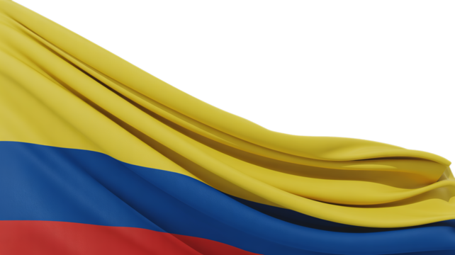 Waving Colombian flag, isolated on transparent background