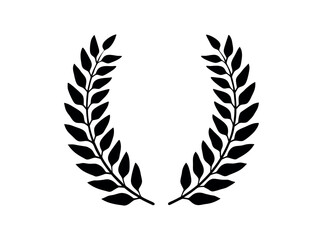 Fototapeta premium Set of Laurel Wreaths in Blue and Black, Collection of Black Laurel Wreaths on White Background, laurel wreath, laurel, wreath, crown, award, achievement, victory, success, education, school, celebrat