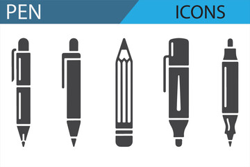 Minimalist Pen Icons for Graphic Design and Digital Art