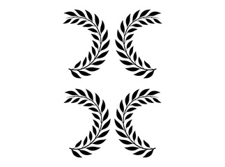 Set of Laurel Wreaths in Blue and Black, Collection of Black Laurel Wreaths on White Background, laurel wreath, laurel, wreath, crown, award, achievement, victory, success, education, school, celebrat