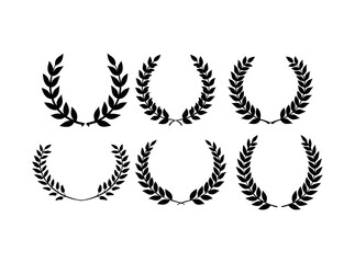 Set of Laurel Wreaths in Blue and Black, Collection of Black Laurel Wreaths on White Background, laurel wreath, laurel, wreath, crown, award, achievement, victory, success, education, school, celebrat