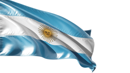 Waving Argentine flag, isolated on transparent background