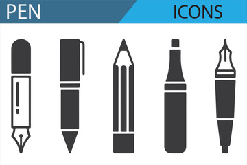 Vector Pen Icons for Writing, Sketching, and Creative Design
