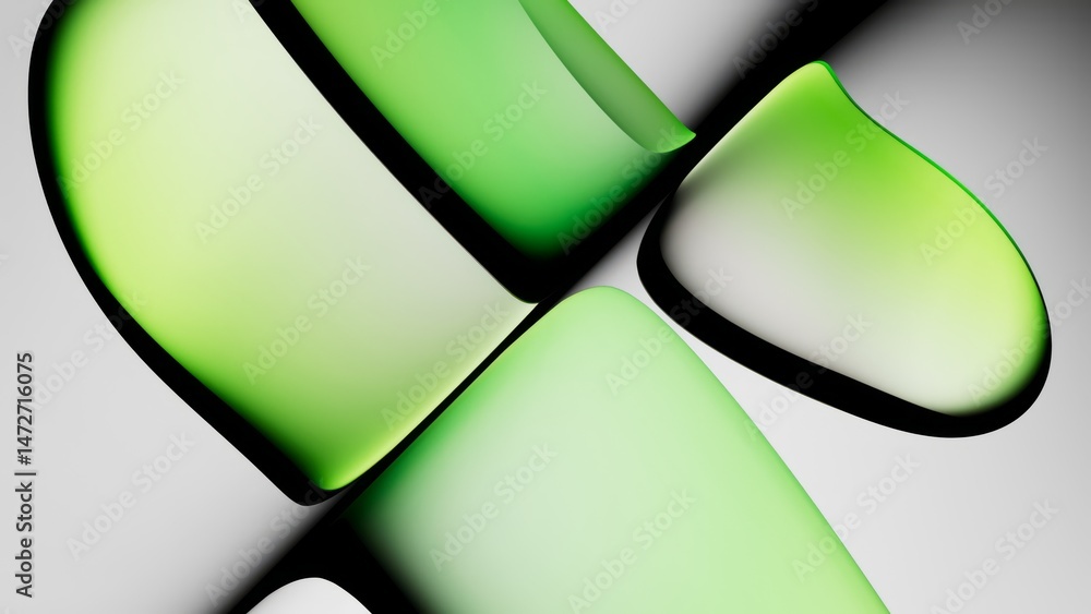 Poster 3d render. abstract background of smooth liquid glass shapes and bubbles. fluid gradient of pastel a