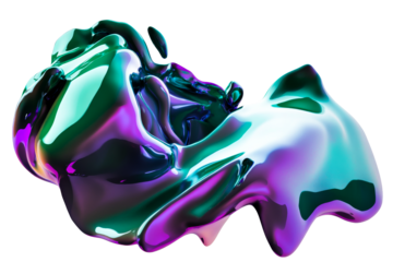 Colorful fluid design with shiny, transparent background