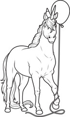 Unicorn Birthday Balloon Animal Vector Graphic Art Illustration