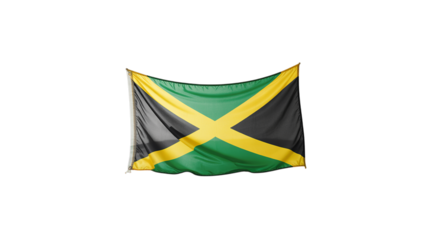 Waving Jamaican flag, isolated on transparent background