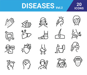 Diseases line icon set