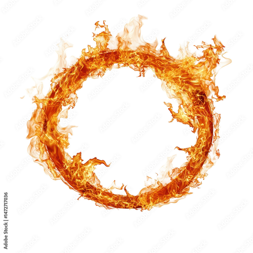 Poster fire ring creates an intense visual display of orange and yellow flames in a circular shape for crea