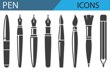 Collection of Pen Icons for Educational and Office Use